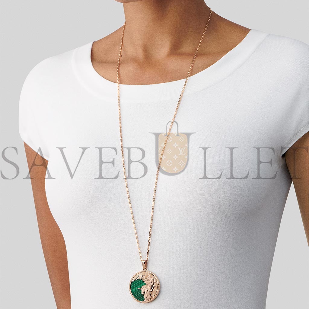 V*N CL*F arpels zodiaque long necklace virginis (virgo) - rose gold, malachite  vcarp9rb00
